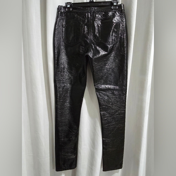 SAINT LAURENT Runway Black Vinyl High Waist Slim Shiny Skinny Pants 28 - Picture 4 of 7
